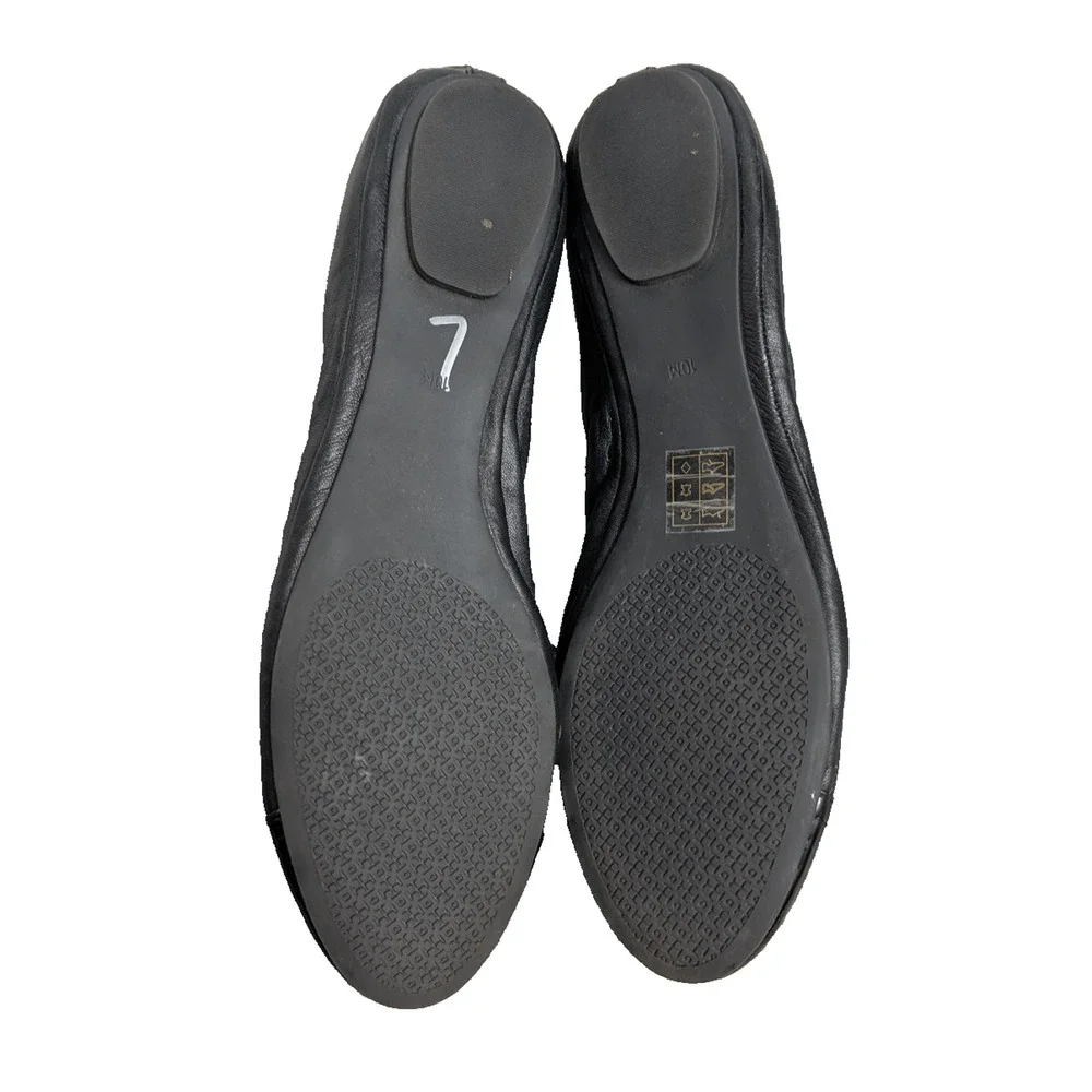 Tory Burch Gabby Scrunch Ballet Flat Women 10 Black Leather Minimal Quiet Luxe